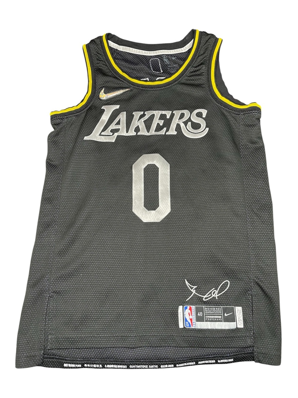 Nike Kids Los Angeles Lakers Black and Yellow Jersey Top - Number 0